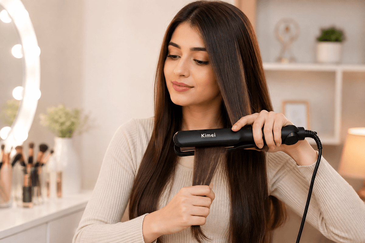 Kemei KM-329 Professional Hair Straightener – Ceramic Tourmaline Plates, 4-Level Temperature Control (160–220°C) - My Store