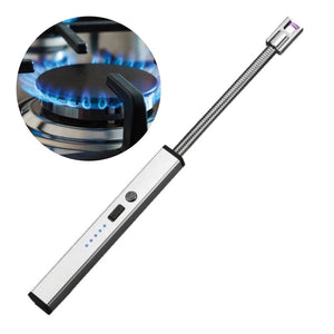 Rechargeable Pulse Ignition Electric Lighter with Flexible Neck, Type-C Charging, Battery Display, and Hook Design for Kitchen Use ( FREE Delivery )