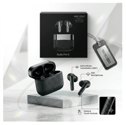 Pro 5 Buds – TWS Wireless Bluetooth 5.0 Earbuds with Charging Case, Touch Control & Super Bass - My Store