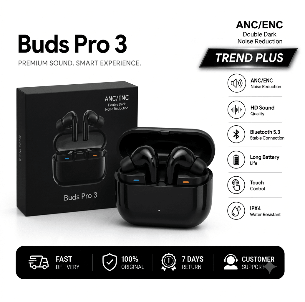 Buds Pro 3 – TWS Wireless Bluetooth 5.0 Earbuds with Charging Case, Touch Control & Mic - My Store