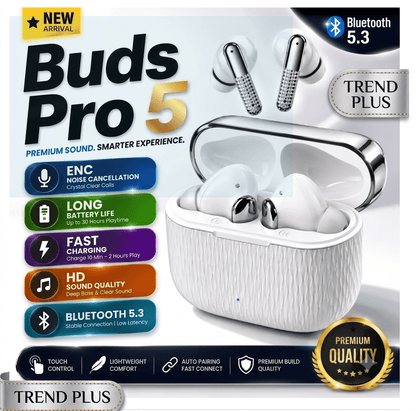 Pro 5 Buds – TWS Wireless Bluetooth 5.0 Earbuds with Charging Case, Touch Control & Super Bass - My Store