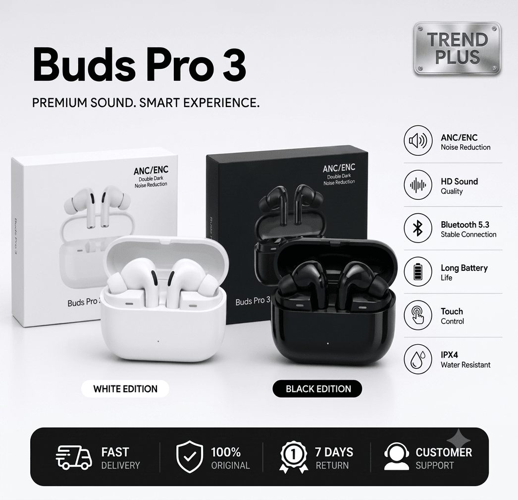 Buds Pro 3 – TWS Wireless Bluetooth 5.0 Earbuds with Charging Case, Touch Control & Mic - My Store