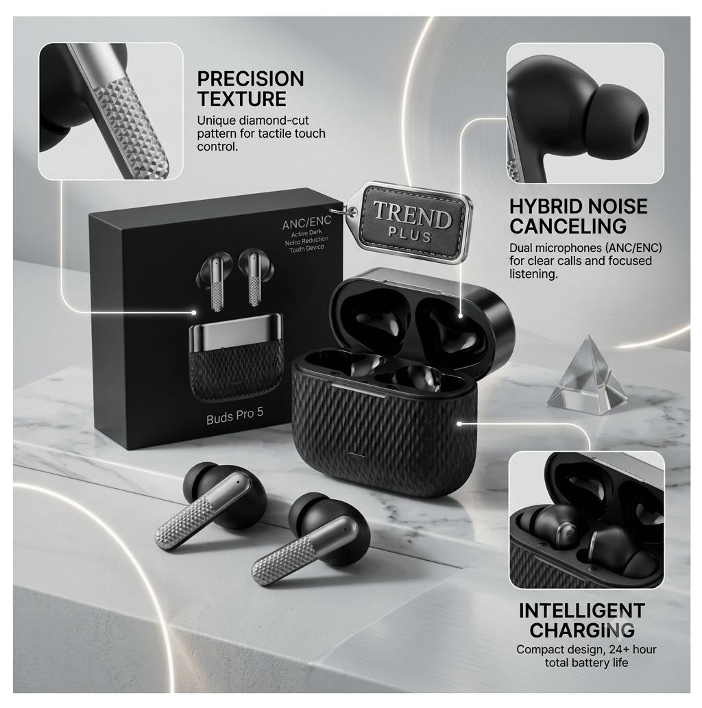 Pro 5 Buds – TWS Wireless Bluetooth 5.0 Earbuds with Charging Case, Touch Control & Super Bass - My Store