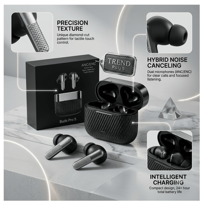 Pro 5 Buds – TWS Wireless Bluetooth 5.0 Earbuds with Charging Case, Touch Control & Super Bass - My Store