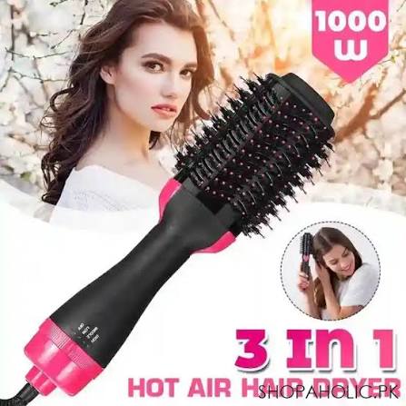 3-in-1 Hot Air Brush | Hair Dryer, Styler & Straightener – 1000W Negative Ion Ceramic Brush - Good2Gomart