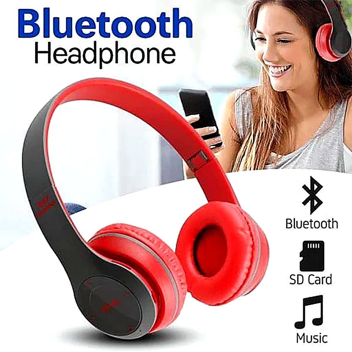 P47 Wireless Bluetooth Headphones – Foldable Headset with Mic, FM Radio & TF Card Support - Good2Gomart